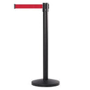 Poteau de délimitation noir avec bande rétractable de 490 cm