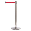 Poteau de délimitation avec bande rétractable de 490 cm en chrome