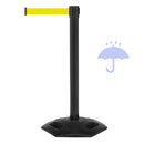 Poteau de délimitation extérieur noir avec bande rétractable de 340 cm