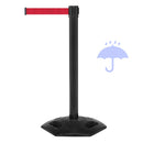 Poteau de délimitation extérieur noir avec bande rétractable de 340 cm