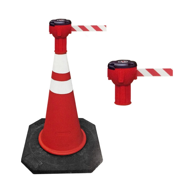 Accessoire pour cône de signalisation avec sangle rétractable 10m Rouge/Blanc