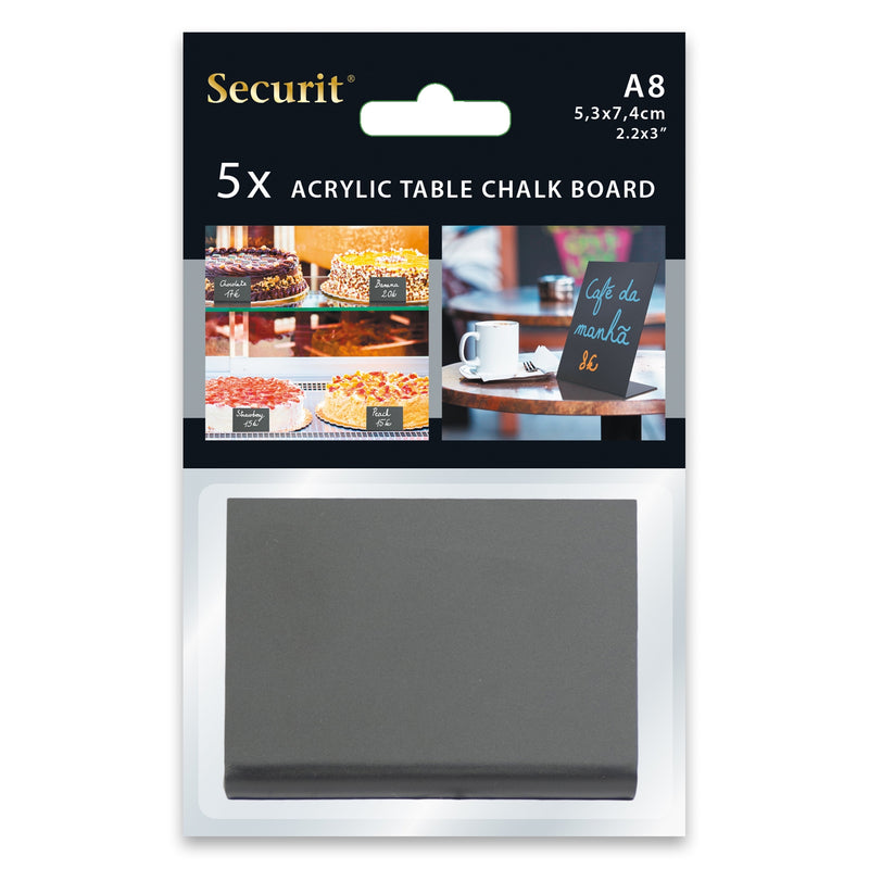 Présentoir de table A8 tableau noir avec support - 5PACK