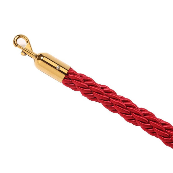 Corde de balisage rouge avec fermeture dorée de 200 cm.