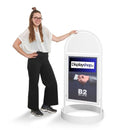 Stoepbord B2 Rond Staal Wit