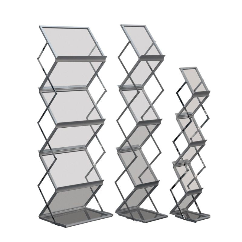 Porte-Brochures Pliable Zigzag Argent