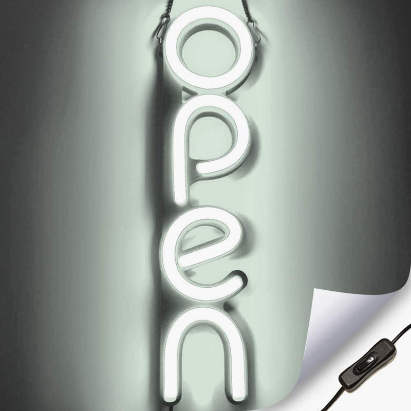 LED Neon Bord OPEN Vertical Blanc