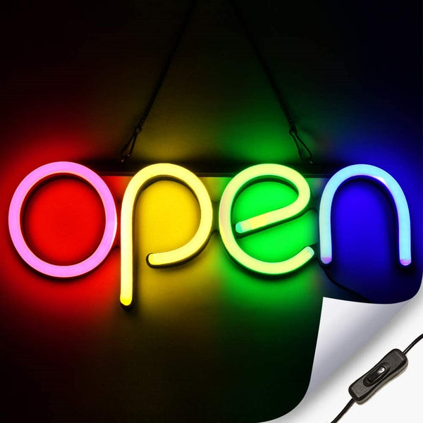 Panneau néon LED OPEN multicolore