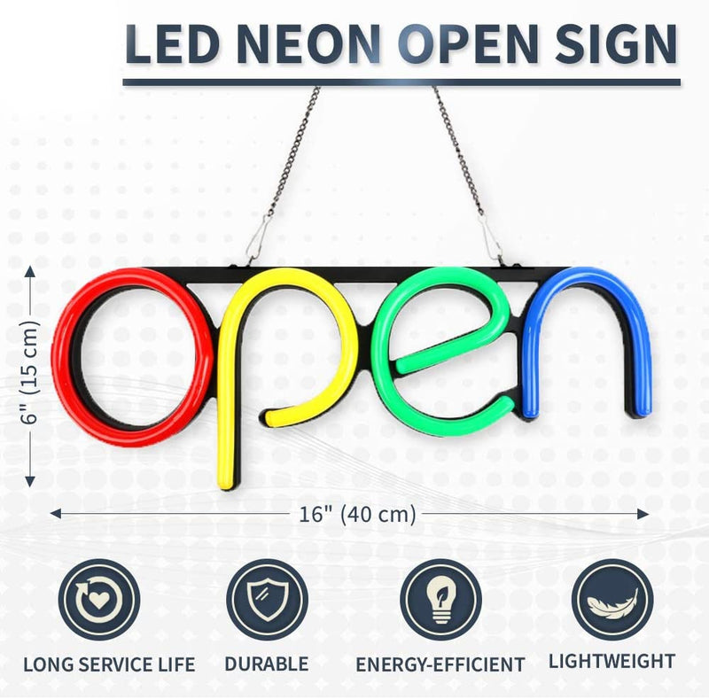 Panneau néon LED OPEN multicolore