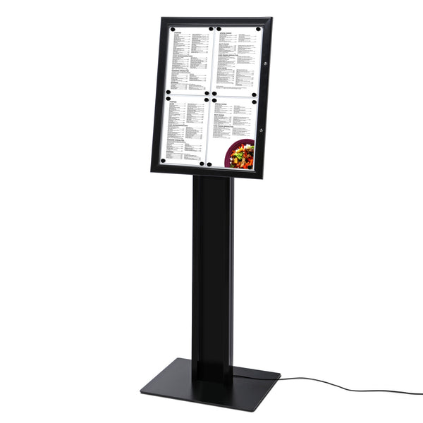 Panneau de menu sur pied avec éclairage LED 4xA4 noir