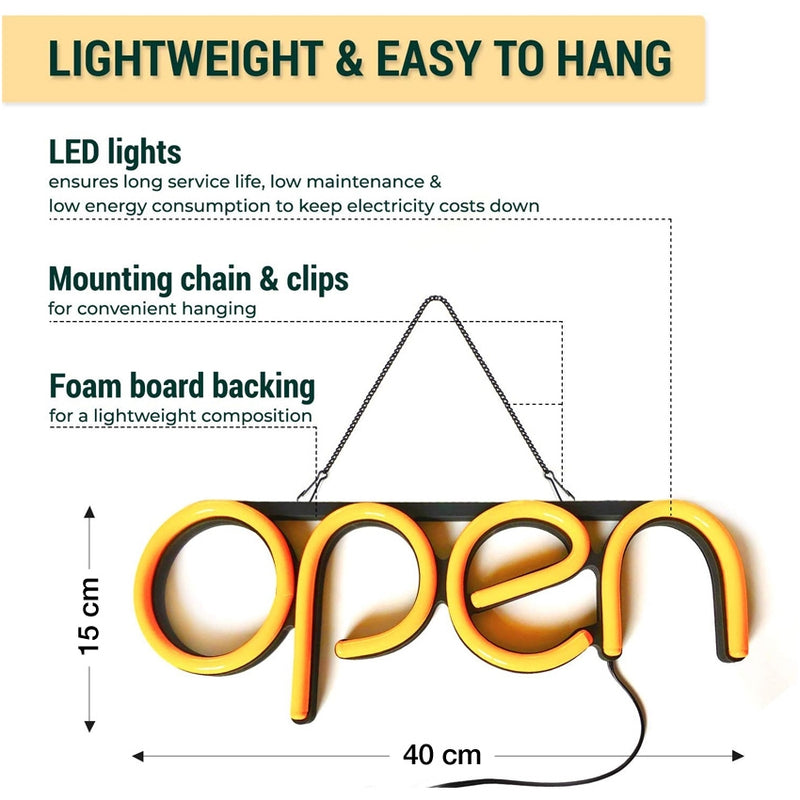 Panneau néon LED OPEN Orange