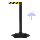 Poteau de délimitation extérieur noir avec bande rétractable de 340 cm