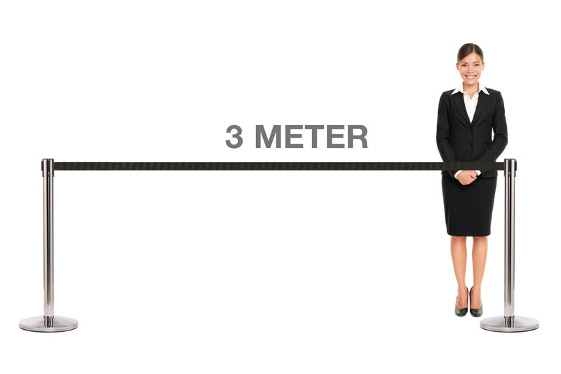 Poteau de Séparation avec Bandes Rétractables 300 cm Chromé