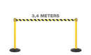 Poteau de délimitation jaune avec bande rétractable 340 cm
