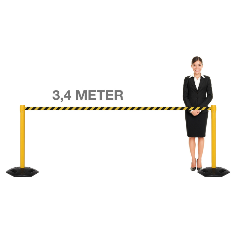 Gele Buiten Afzetpaal met Trekband 340cm