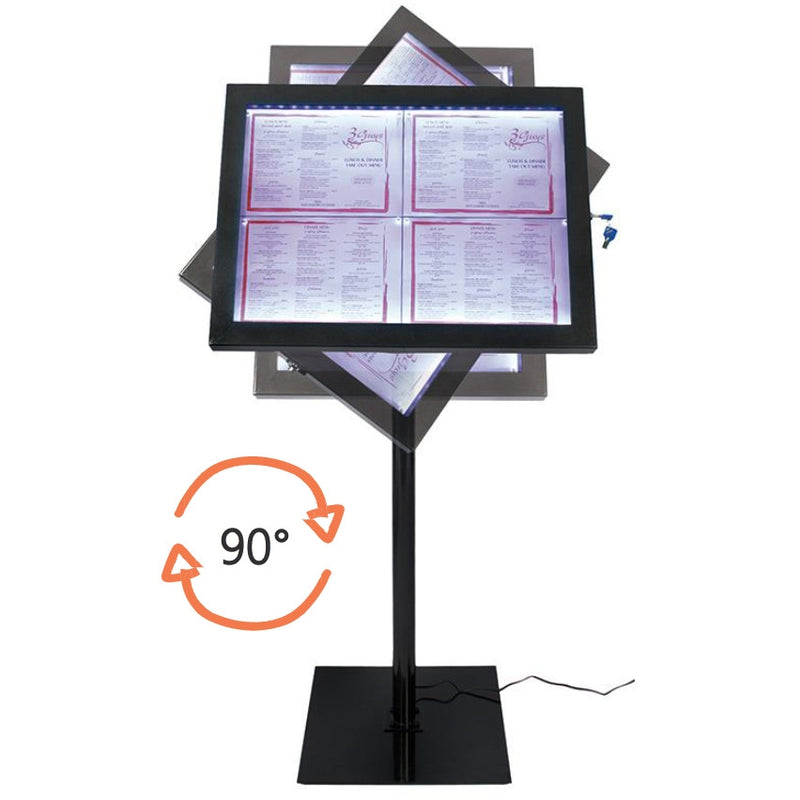 Présentoir de menu 4xA4 avec éclairage LED