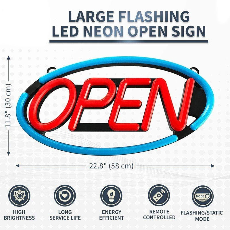 LED Neon Bord OPEN Deluxe Knipperend Rouge/Blauw