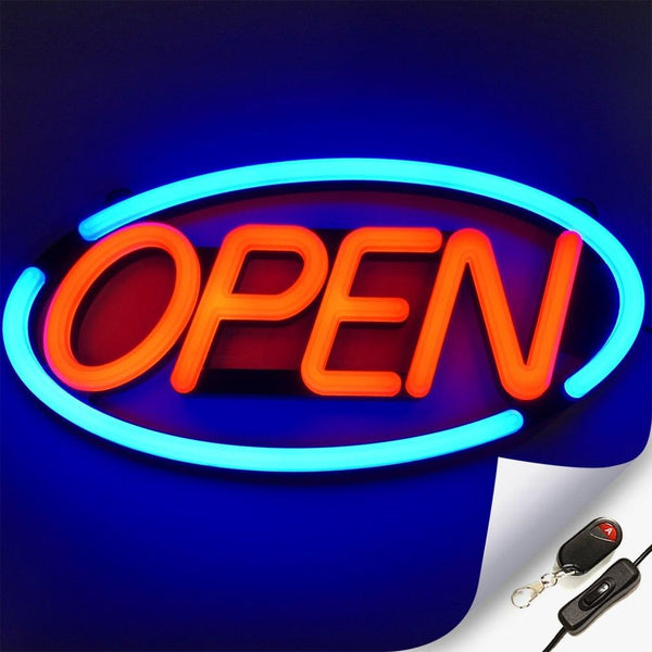 LED Neon Bord OPEN Deluxe Knipperend Rouge/Blauw