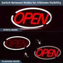 LED Neon Bord OPEN Deluxe Kniperend Rouge/Noir