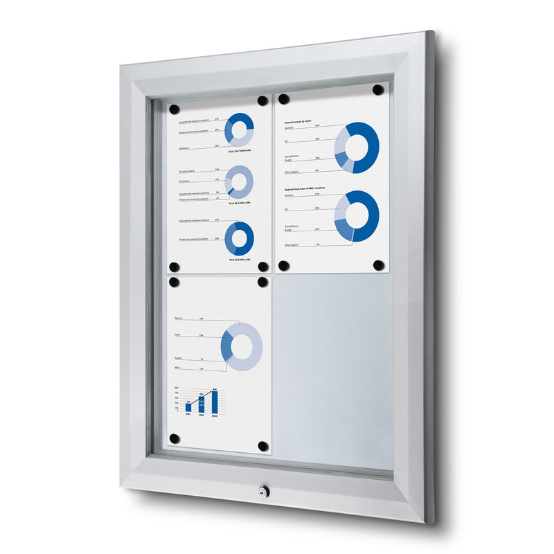 Vitrine Premium avec tableau blanc construit 4xA4 | B1 Marquedeveiliging